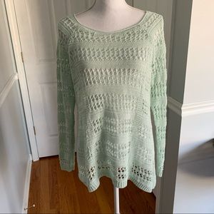 Soft Surroundings Mint Green Open Weave Sweater